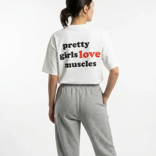 Koszulka oversize damska pretty girls love muscles nadruk tył