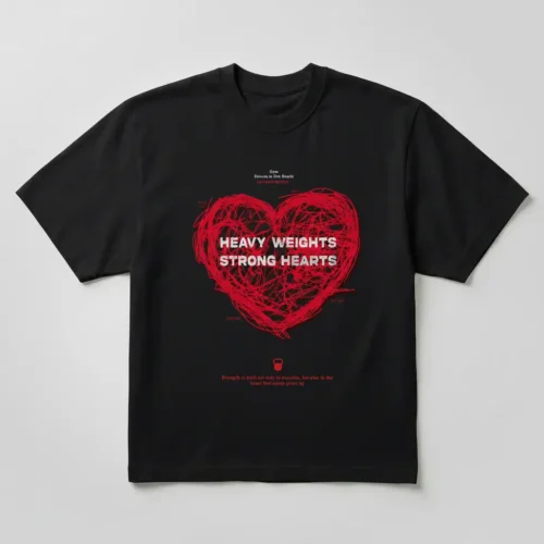 Koszulka damska heavy weights strong hearts nadruk czarna