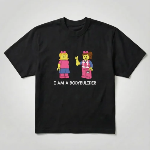 Koszulka oversize damska i am bodybuilder nadruk czarna